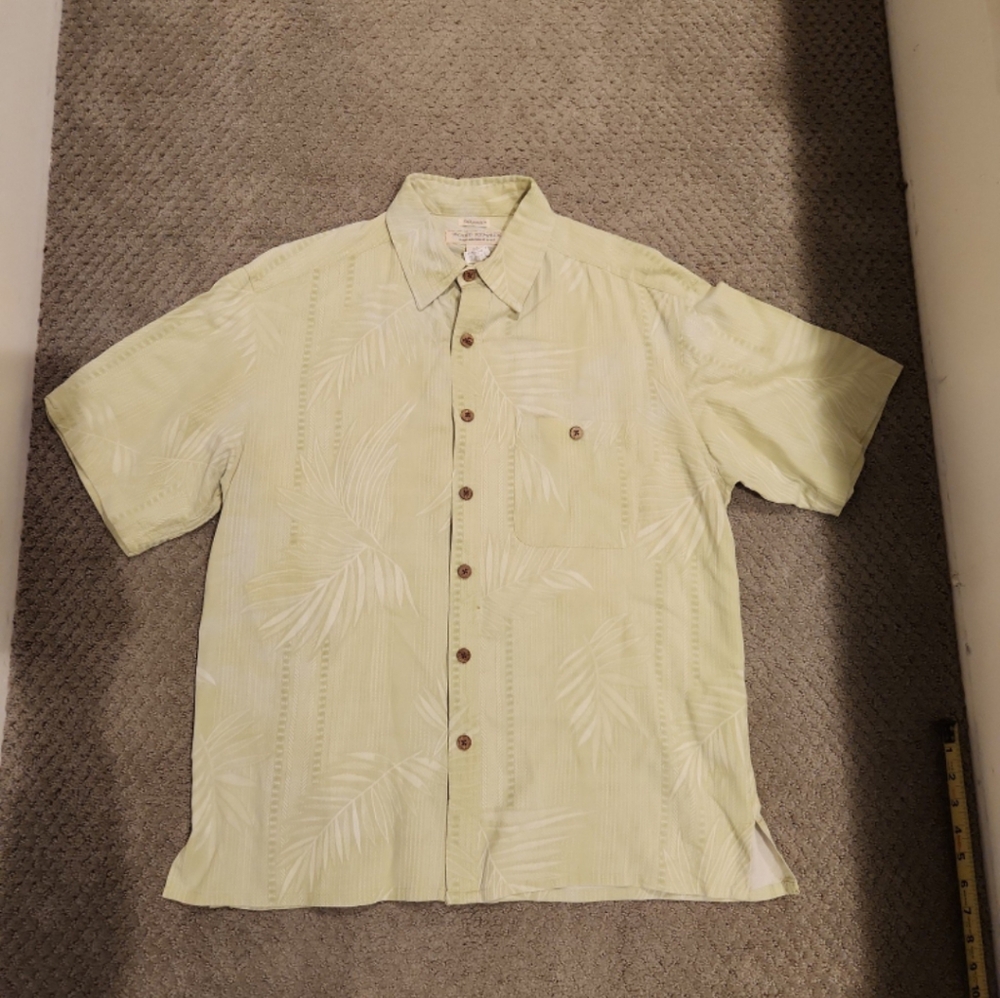 Island Republic L Shirt Yellow Tropical Aloha Silknosic Hawaiian Silk Blend